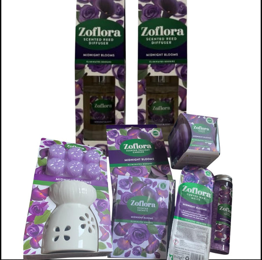Allglazz Midnight Blooms Home Fragrance Collection, Reed Diffusers, Ceramic Burner Set with Wax Melts, Candles and Sachets free bespoke greetings card for any occasion