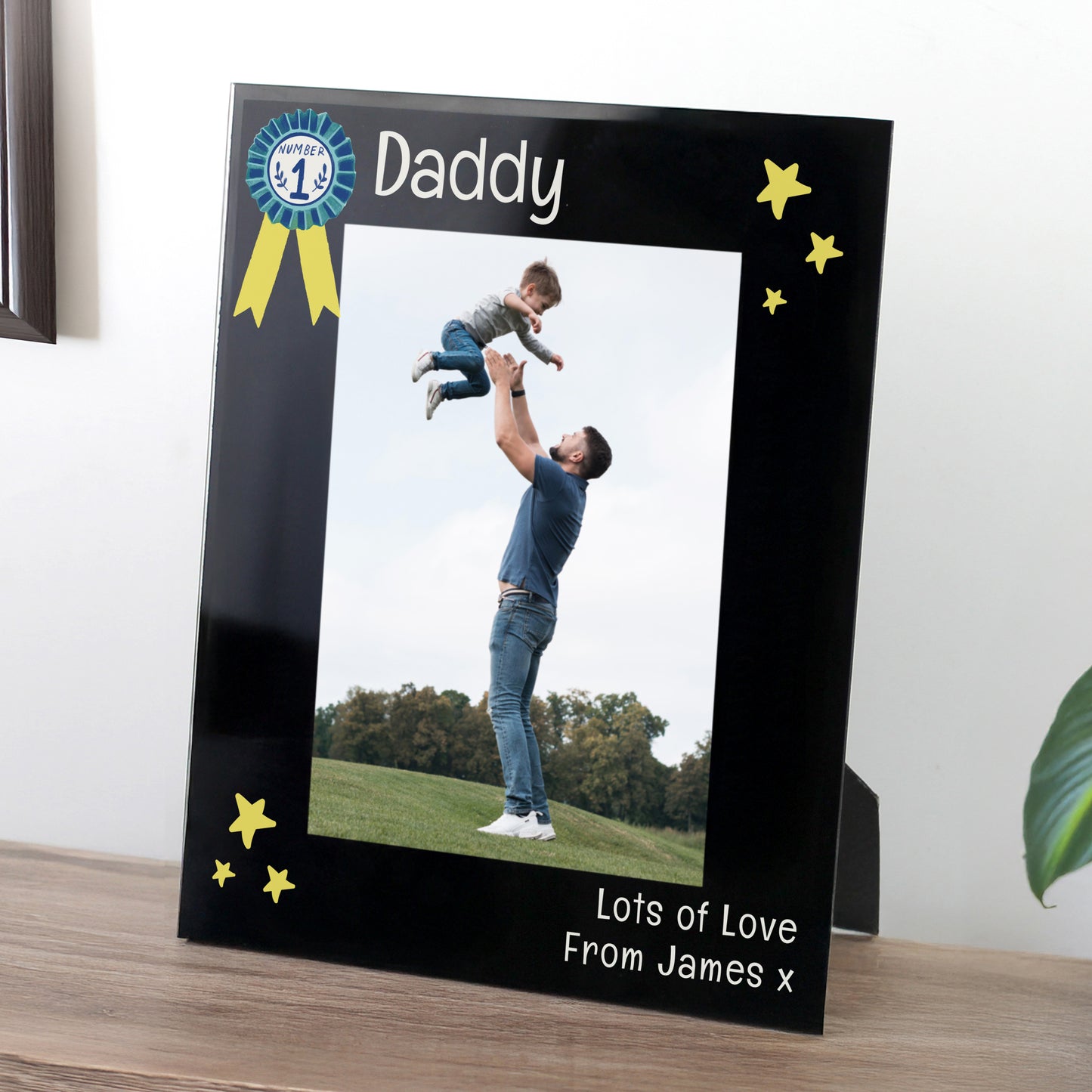 Personalised No.1 Black Glass 5x7 Frame