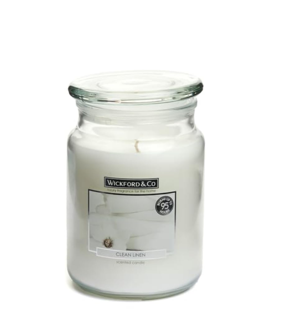 Wickford & Co Jar Candle Clean Linen Great for Birthday, Mothers Day, Valentines Present or Gift Sold by allglazz