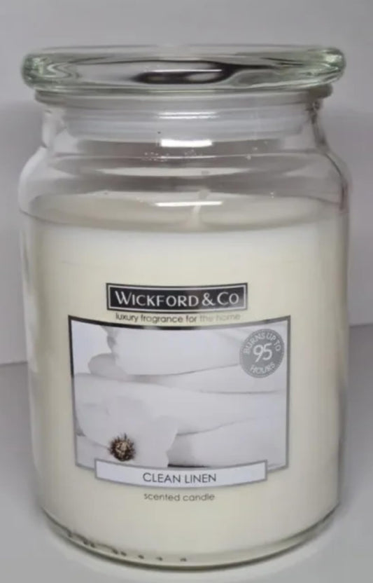 Wickford & Co Jar Candle Clean Linen Great for Birthday, Mothers Day, Valentines Present or Gift Sold by allglazz