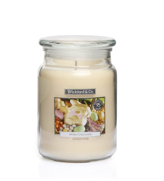 Wickford & Co. White Chocolate Scented Easter Large Candle Jar, 95-Hour Burn, Perfect Wedding Day or Engagement Gift, Luxury Relaxing Candle for Bride, Groom, Mum, Ideal for Celebrations