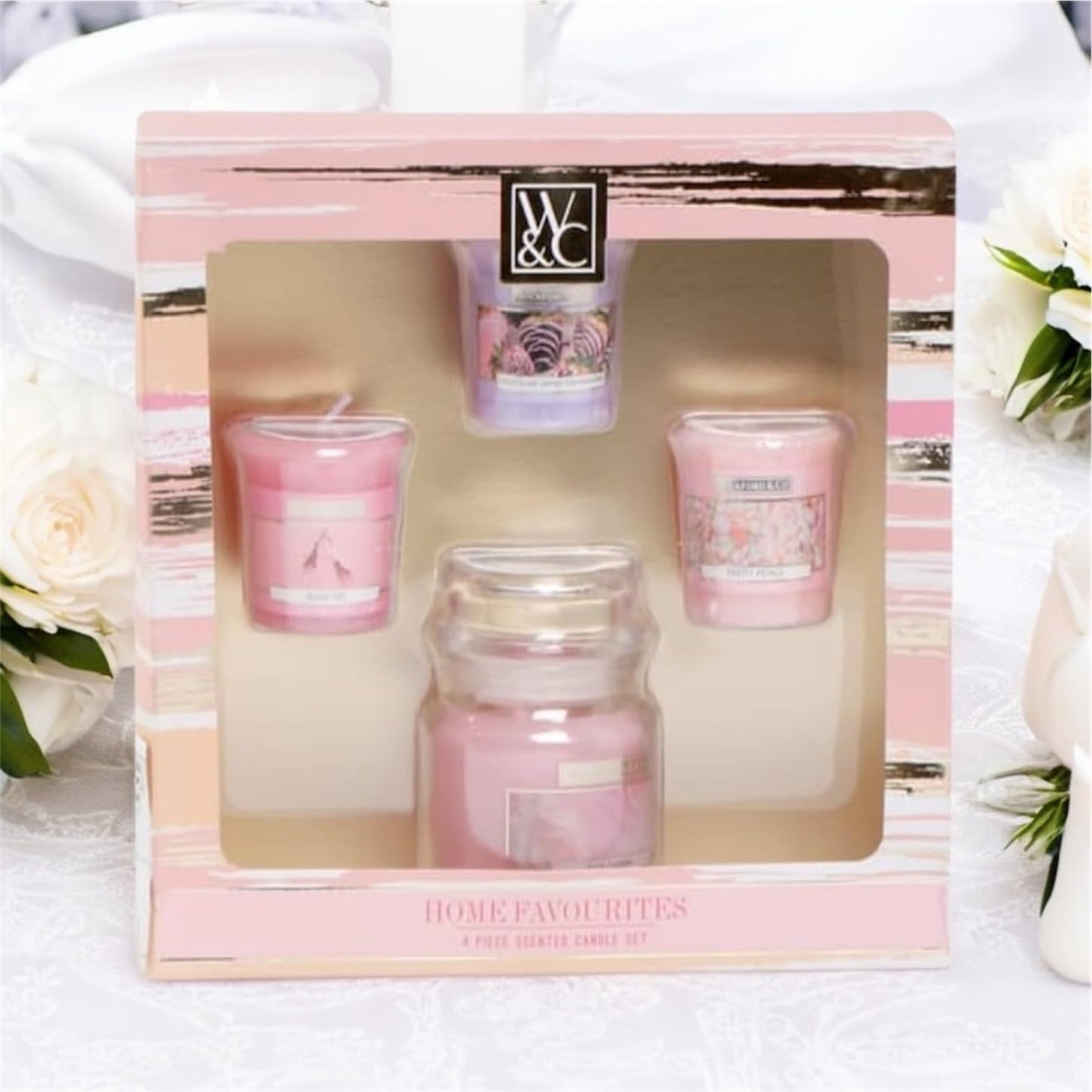 Wickford & Co 4 Piece Candle Gift Set, Perfect Xmas Christmas for Mum, Sister, Aunt, Secret Santa