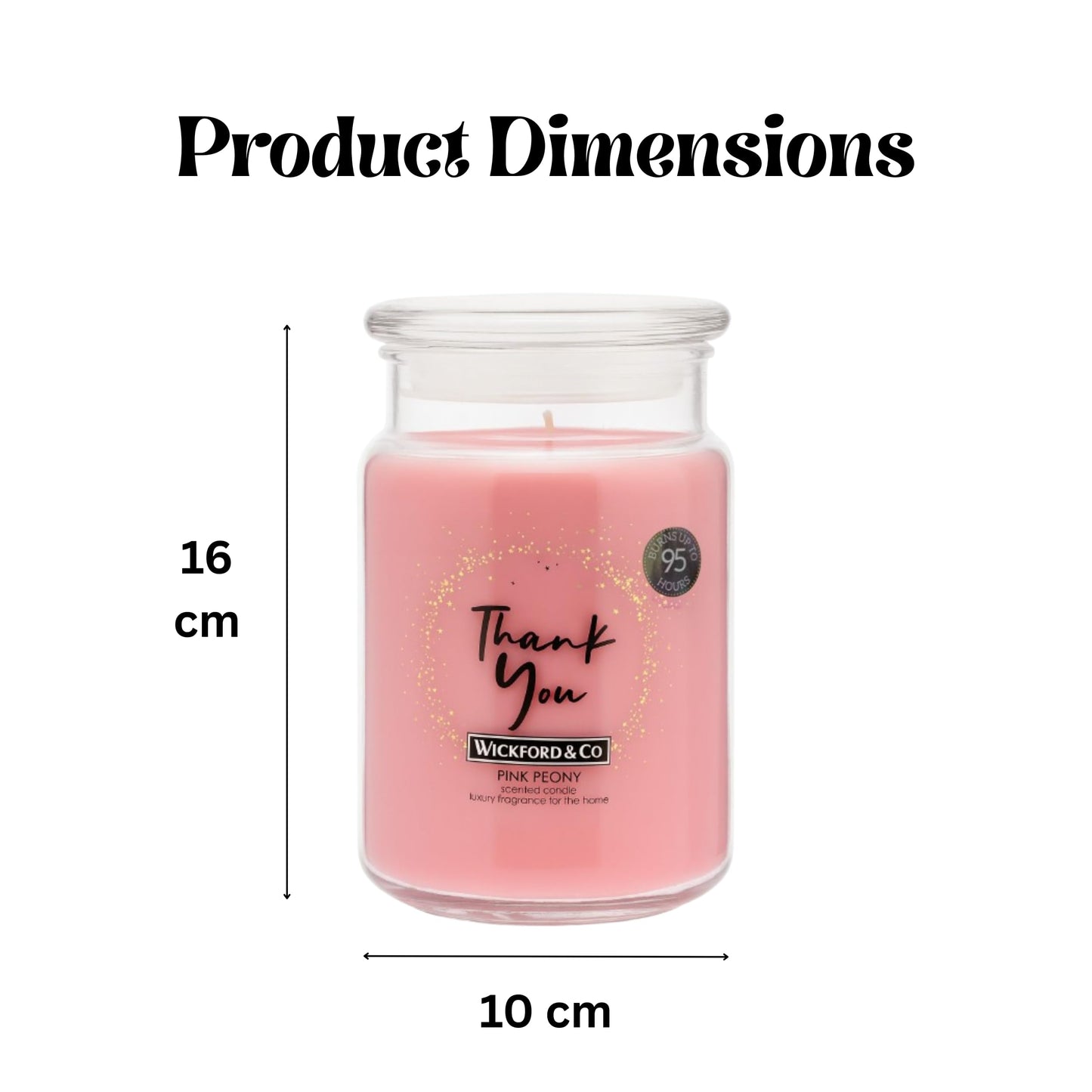 Allglazz Wickford & Co. Pink Peony Scented Candle Jar, 95 Hour Burn, Large Long Lasting Luxury Floral Candle in Glass Jar, Romantic Pink Candle for Relaxation, Home Fragrance, Stress Relief