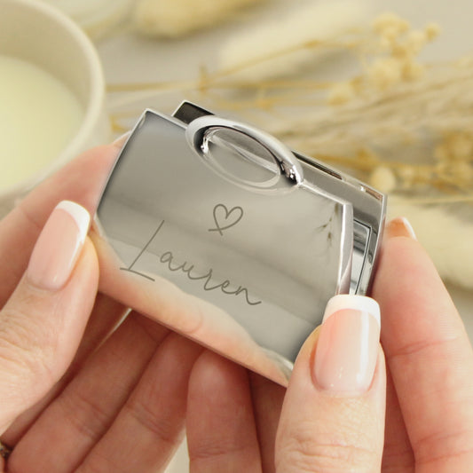 Personalised Name Handbag Compact Mirror