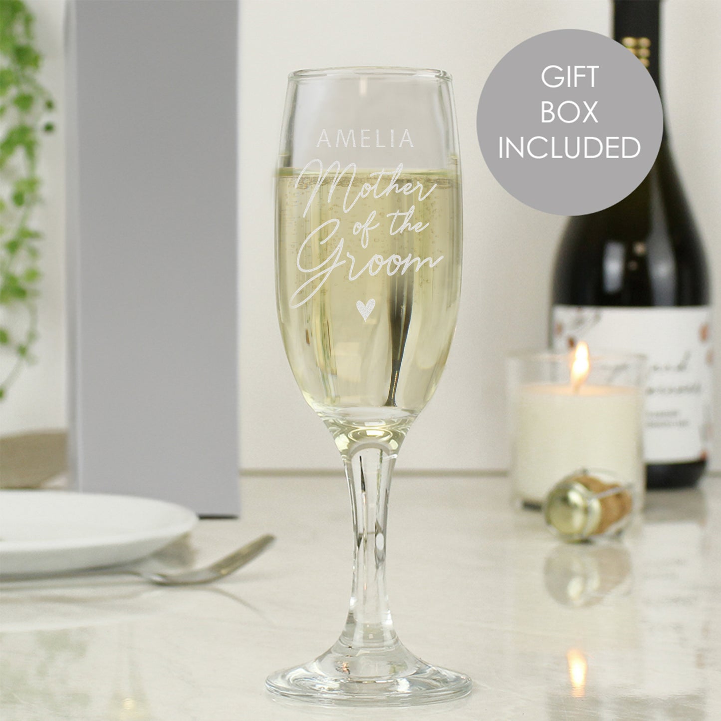 Personalised Mother of the Groom Flute Glass