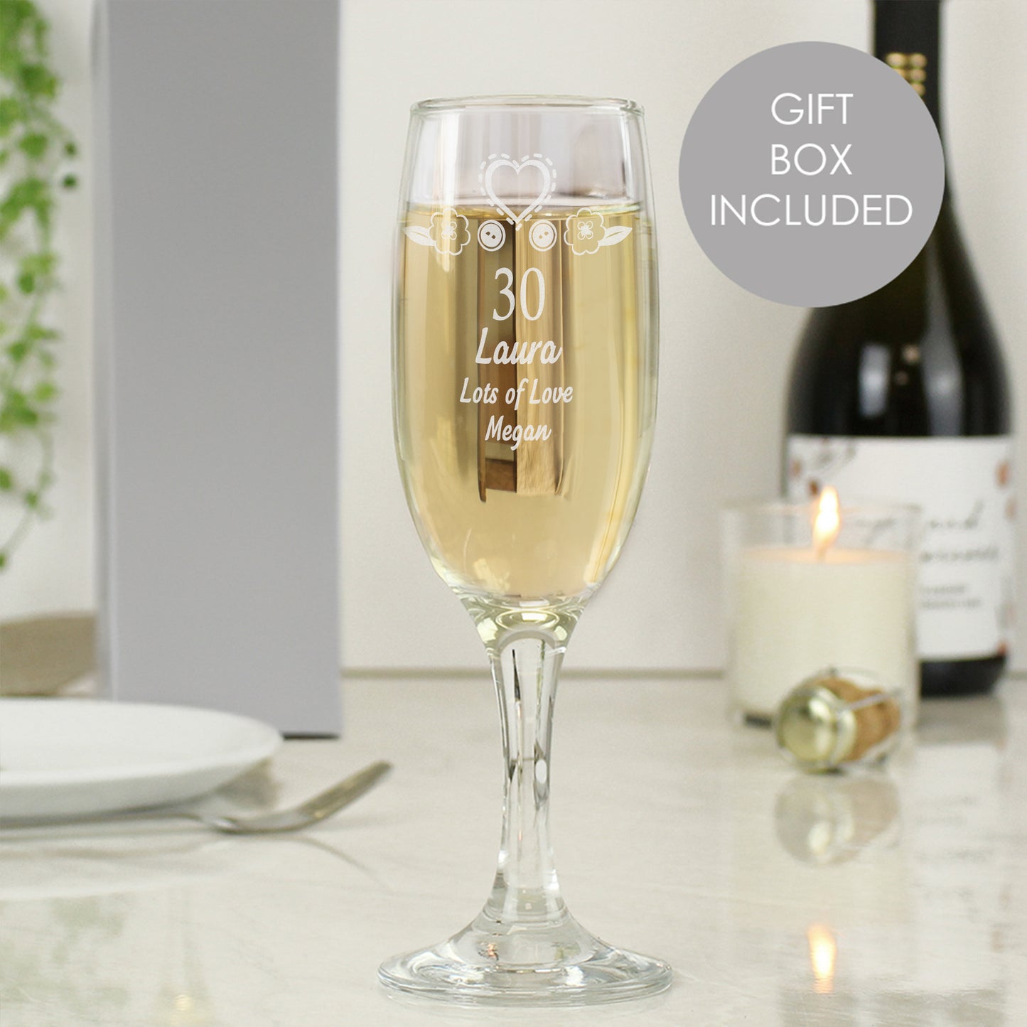 Personalised Birthday Craft Flute Glass
